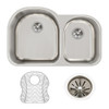 Elkay Lustertone Classic Stainless Steel 31-1/4" x 20" x 10" Offset 60/40 Double Bowl Undermount Sink Kit