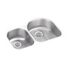 Elkay Lustertone Classic Stainless Steel 31-1/4" x 20" x 10", Offset 40/60 Double Bowl Undermount Sink Kit