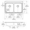 Elkay Lustertone Classic Stainless Steel 33" x 22" x 6-1/2" 2-Hole Equal Double Bowl Drop-in ADA Sink with Perfect Drain