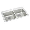 Elkay Lustertone Classic Stainless Steel 33" x 22" x 6-1/2", 0-Hole Equal Double Bowl Drop-in ADA Sink with Perfect Drain