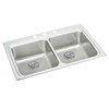 Elkay Lustertone Classic Stainless Steel 33" x 22" x 6-1/2", 4-Hole Equal Double Bowl Drop-in ADA Sink w/ Perfect Drain