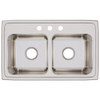 Elkay Lustertone Classic Stainless Steel 29" x 18" x 10", 3-Hole Equal Double Bowl Drop-in Sink