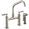 Brizo Litze 62564LF-BLGL Bridge Faucet with Angled Spout and Industrial Handle Matte Black/Luxe Gold