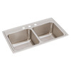 Elkay Lustertone Classic Stainless Steel 33" x 19-1/2" x 10-1/8", 3-Hole Equal Double Bowl Drop-in Sink