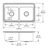 Elkay Lustertone Classic Stainless Steel 33" x 19-1/2" x 10-1/8", 3-Hole Equal Double Bowl Drop-in Sink