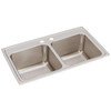 Elkay Lustertone Classic Stainless Steel 33" x 19-1/2" x 10-1/8" 2-Hole Equal Double Bowl Drop-in Sink