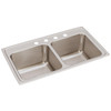 Elkay Lustertone Classic Stainless Steel 33" x 19-1/2" x 10-1/8" 4-Hole Equal Double Bowl Drop-in Sink