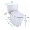 TOTO Nexus Two-Piece Elongated 1.28 GPF Universal Height Toilet with CeFiONtect and SS234 SoftClose seat, WASHLET+ ready, Cotton White - MS442234CEFG#01