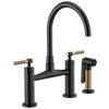 Brizo Litze 62543LF-GL Bridge Faucet with Arc Spout and Knurled Handle Luxe Gold