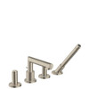 AXOR 45448821 Uno 4-Hole Roman Tub Set Trim with Zero Handles and 1.75 GPM Handshower in Brushed Nickel