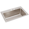 Elkay Lustertone Classic Stainless Steel 33" x 22" x 11-5/8" MR2-Hole Single Bowl Drop-in Sink