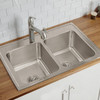 Elkay Lustertone Classic Stainless Steel 33" x 22" x 12-1/8" 3-Hole Equal Double Bowl Drop-in Sink