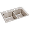 Elkay Lustertone Classic Stainless Steel 33" x 22" x 12-1/8" 5-Hole Equal Double Bowl Drop-in Sink
