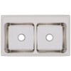 Elkay Lustertone Classic Stainless Steel 37" x 22" x 10-1/8", 0-Hole Equal Double Bowl Drop-in Sink