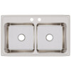 Elkay Lustertone Classic Stainless Steel 37" x 22" x 10-1/8" 2-Hole Equal Double Bowl Drop-in Sink
