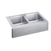 Elkay Lustertone Classic Stainless Steel 33" x 20-1/2" x 7-7/8" Equal Double Bowl Farmhouse Sink Kit