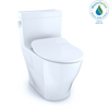 TOTO Legato One-Piece Elongated 1.28 GPF Toilet with CeFiONtect and SoftClose seat, WASHLET+ ready, Cotton White - MS624234CEFG#01