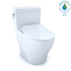 TOTO Aimes One-Piece Elongated 1.28 GPF Toilet with CeFiONtect and SoftClose seat, WASHLET+ ready, Cotton White - MS626234CEFG#01