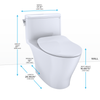 TOTO Nexus 1G One-Piece Elongated 1 GPF Universal Height Toilet with CeFiONtect and SS234 SoftClose seat, WASHLET+ ready, Cotton White - MS642234CUFG#01
