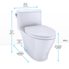 TOTO Nexus One-Piece Elongated 1.28 GPF Universal Height Toilet with CeFiONtect and SS124 SoftClose seat, WASHLET+ ready, Bone - MS642124CEFG#03