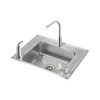 Elkay Lustertone Classic Stainless Steel 28" x 22" x 6" Single Bowl Drop-in Classroom ADA Sink+Faucet/Bubbler Kit