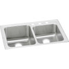 Elkay Lustertone Classic Stainless Steel 33" x 22" x 10", Offset 3-Hole Double Bowl Drop-in Sink