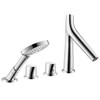 AXOR 12424001 Starck Organic 4-Hole Thermostatic Roman Tub Set Trim with 1.75 GPM Handshower in Chrome