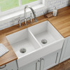 Elkay Fireclay 33" x 19-15/16" x 9", Equal Double Bowl Farmhouse Sink, White