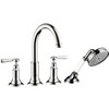 AXOR 16555001 Montreux 4-Hole Roman Tub Set Trim with Lever Handles and 1.8 GPM Handshower in Chrome
