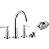 AXOR 16555831 Montreux 4-Hole Roman Tub Set Trim with Lever Handles and 1.8 GPM Handshower in Polished Nickel