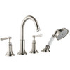 AXOR 16555821 Montreux 4-Hole Roman Tub Set Trim with Lever Handles and 1.8 GPM Handshower in Brushed Nickel