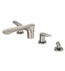 TOTO GO Two-Handle Deck-Mount Roman Tub Filler Trim with Handshower, Brushed Nickel - TBG01202U#BN