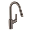 Hansgrohe 04506341 Focus Prep Kitchen Faucet, 2-Spray Pull-Down, 1.75 GPM in Brushed Black Chrome