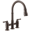 Delta Broderick Two Handle Pull-Down Bridge Kitchen Faucet in Venetian Bronze Finish - 2390L-RB-DST