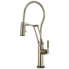 Brizo Litze SmartTouch Articulating Kitchen Faucet with Finished Hose & Knurled Handle in Polished Nickel Finish - 64143LF-PN