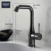 Grohe Essence 23486ENA Single Hole Single-Handle L-Size Bathroom Faucet 1.2 GPM in Grohe Brushed Nickel