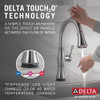 Delta Cassidy Single Handle Pull-Down Kitchen Faucet with Touch2O & ShieldSpray Technologies in Lumicoat Arctic Stainless Finish - 9197T-AR-PR-DST