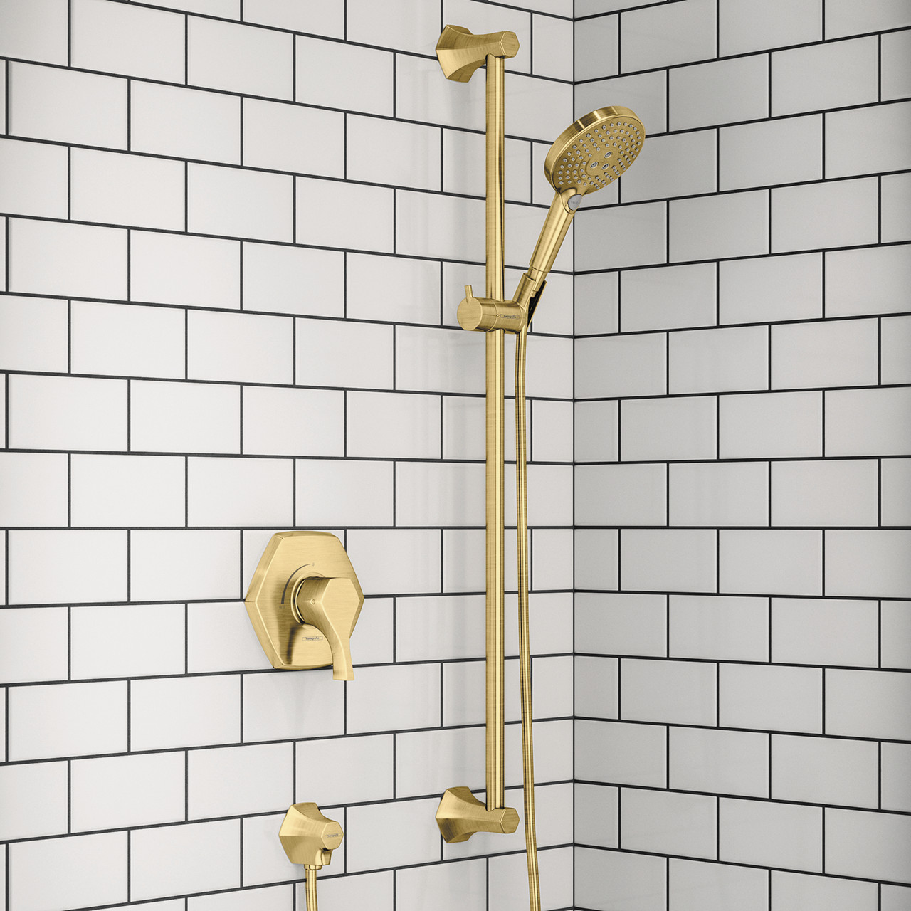 hansgrohe Locarno 手持ちシャワーウォールコンセント 1/2インチ スレッド接続 トランジショナル マットブラック 04839670