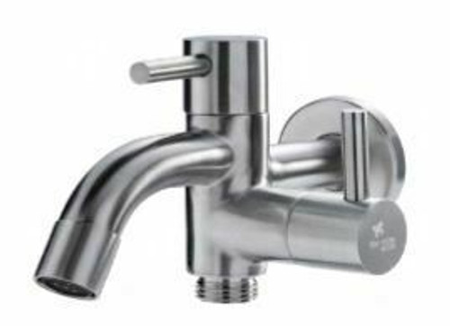 Outdoor Shower Company CAP-HBWS-4122-316 WALL MOUNT HOSE Faucet WITH WATER SPOUT Stainless Steel