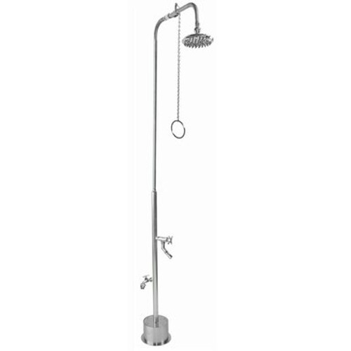 Outdoor Shower Company BS-2000-PCV-CHV Free Standing Cold Water Shower w/Foot Shower & Hose Faucet 6" Shower Head