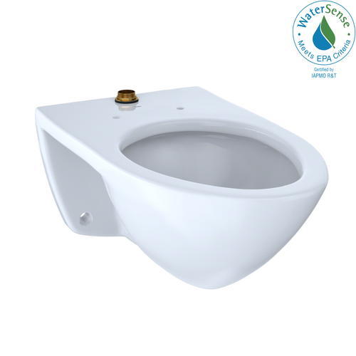 TOTO Elongated Wall-Mounted Flushometer Toilet Bowl with Top Spud, Cotton White - CT708U#01