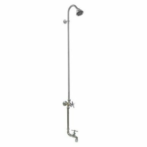 Outdoor Shower Company WM-442-CHV-HB Wall Mount Short Cold Water Shower w/Hose Faucet