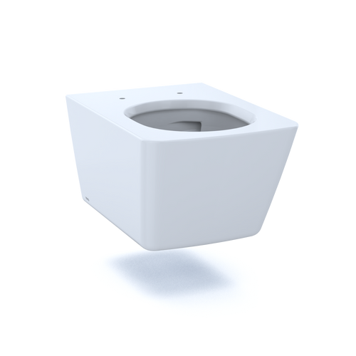 Toto SP Wall Hung Square Contemporary Universal Height Toilet Bowl Only with CEFIONTECT Dual Flush 0.9 and 1.28 GPF in Cotton White