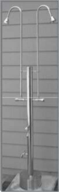 Outdoor Shower Company PS-3200-2X-CHV Free Standing Cold Water Shower w/2 Heads, Foot Shower & Hose Faucet