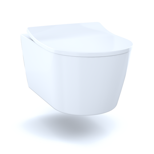 Toto RP Wall Hung D Shape Universal Height Toilet Bowl Only with CEFIONTECT Dual Flush 0.9 and 1.28 GPF in Cotton White