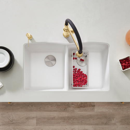 Blanco 440185 Diamond Equal Double Bowl Silgranit II: White Undermount Kitchen Sink Blanco 440185 Diamond Equal Double Bowl Silgranit II: White Undermount Kitchen Sink