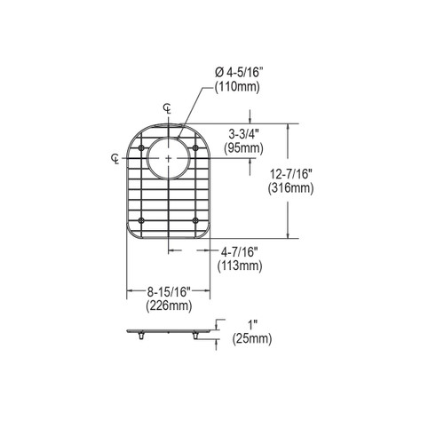 Elkay Dayton Stainless Steel 8-7/8" x 12-7/16" x 1" Bottom Grid