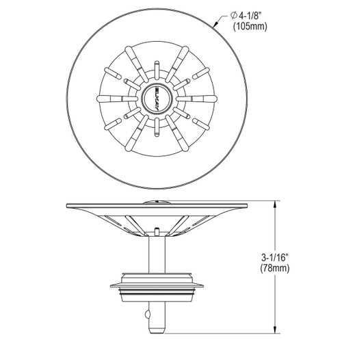 Elkay Quartz Perfect Drain 3-1/2" Removable Polymer Basket Strainer and Rubber Stopper Jubilee