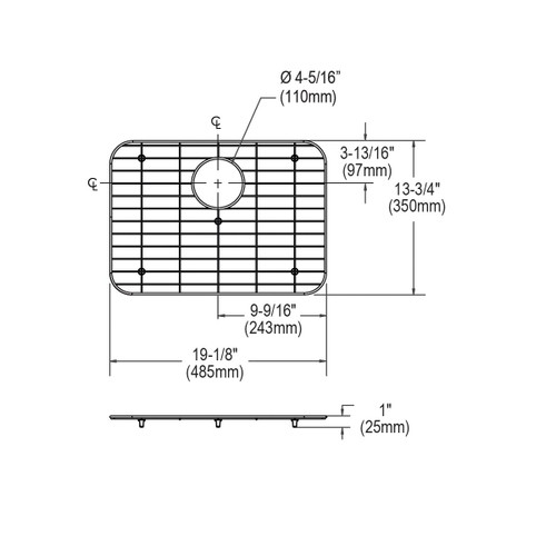 Elkay Dayton Stainless Steel 19-1/16" x 13-3/4" x 1" Bottom Grid