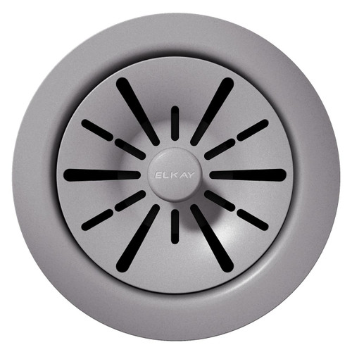 Elkay Quartz Perfect Drain 3-1/2" Polymer Disposer Flange with Removable Basket Strainer and Rubber Stopper Greystone